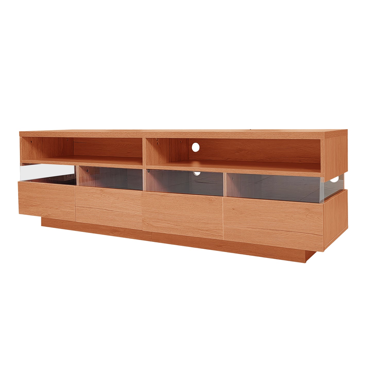 Modern TV Stand with 4 Drawers & 2 Open Cabinets For up to 75" TV's