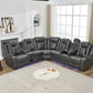 M071 Power reclining Sectional Sofa W/speaker / LED strip GREY color