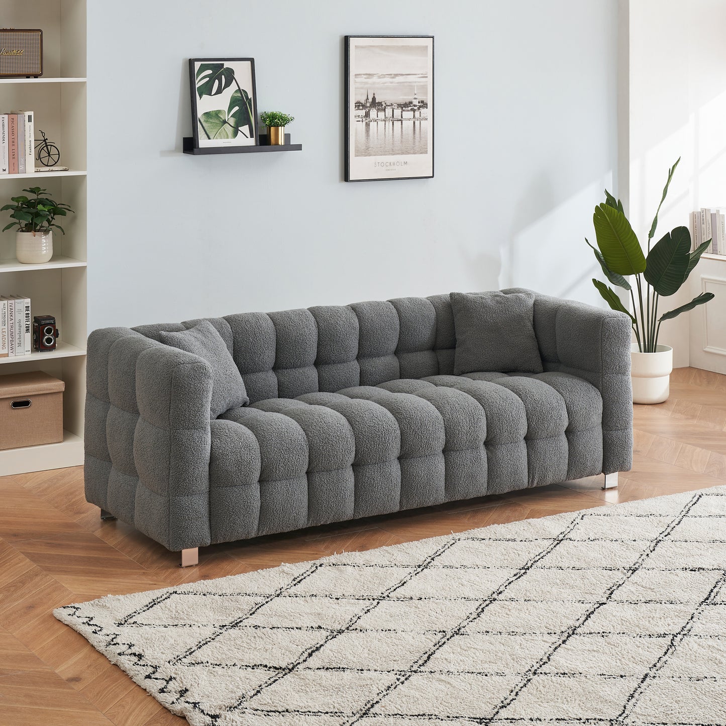 3- Seater Sofa with 2 Throw Pillows