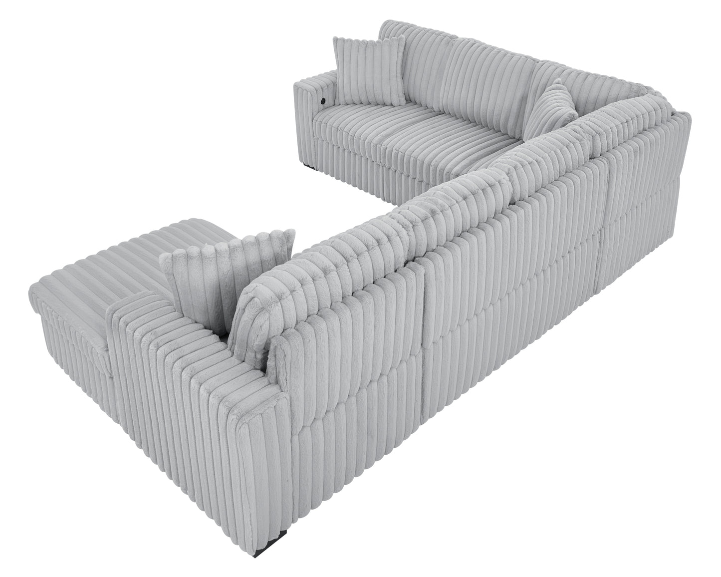 Oversized Corduroy Sectional With USB Charging Ports