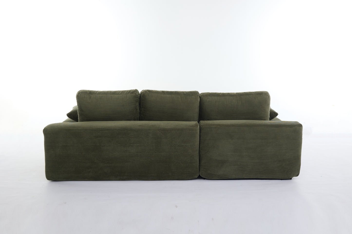 Corduroy Modular L-Shaped Sectional, Army Green