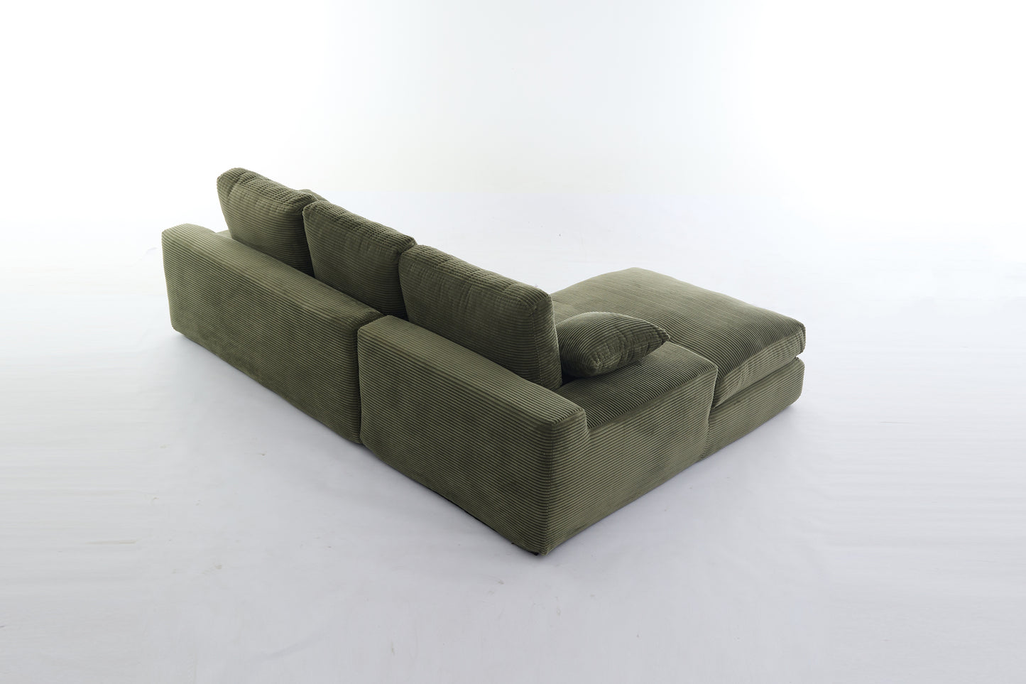 Corduroy Modular L-Shaped Sectional, Army Green