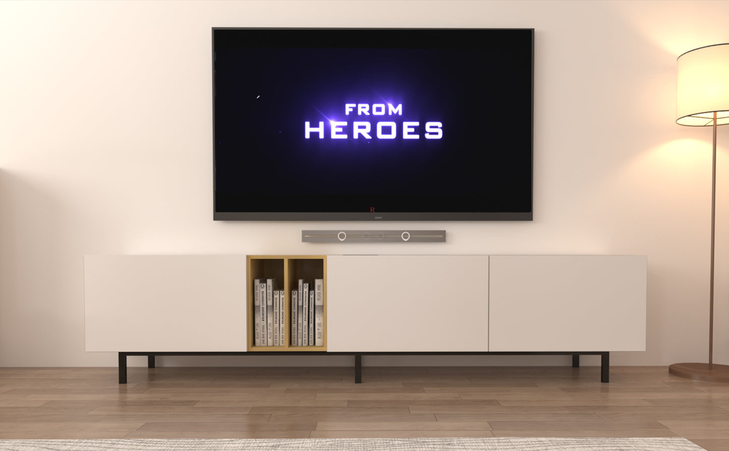 Modern Entertainment Center with Wireless Charging for up to 75" TV's