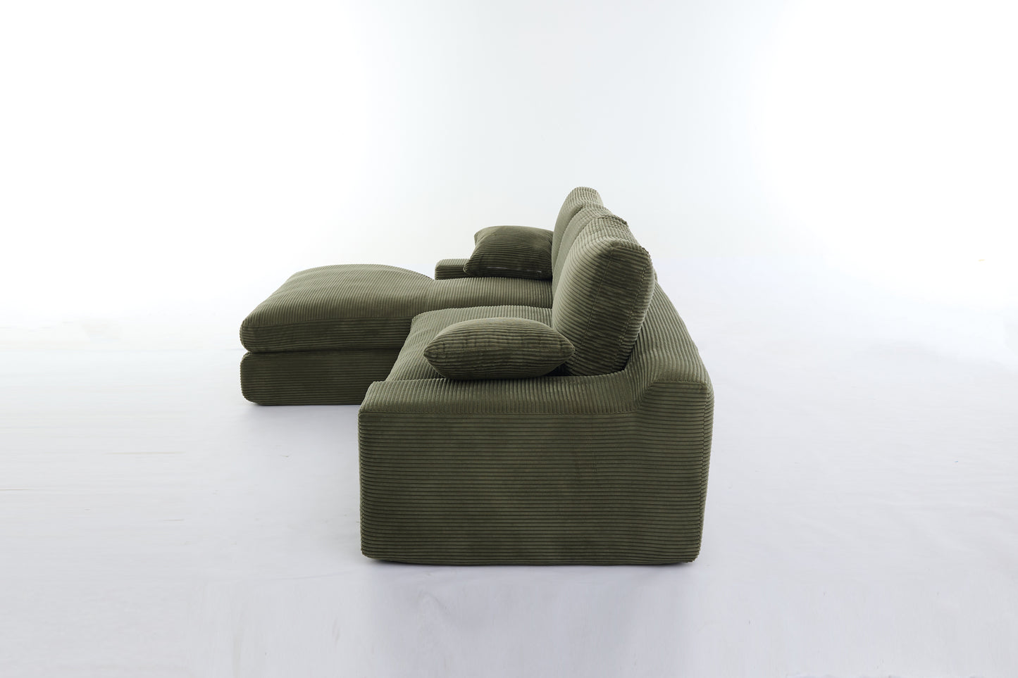 Corduroy Modular L-Shaped Sectional, Army Green