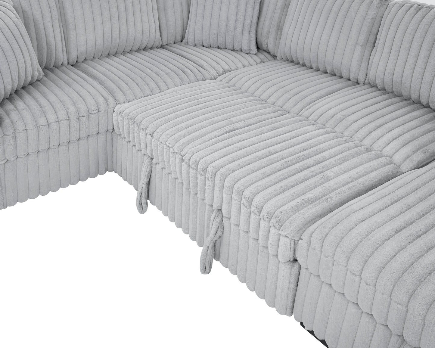 Oversized Corduroy Sectional With USB Charging Ports