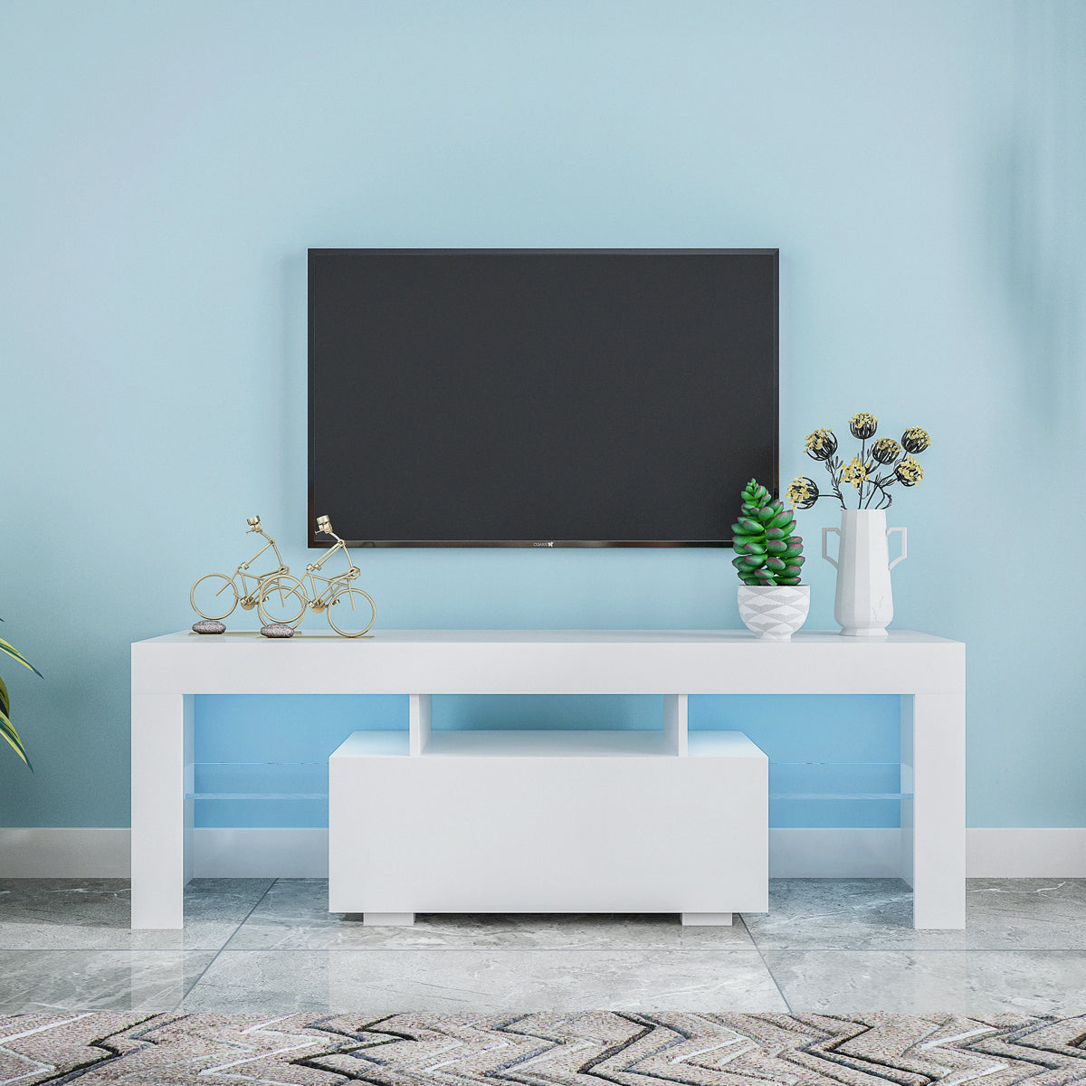 Large Entertainment TV Stand with LED Light TV Cabinet