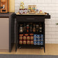 Kitchen island rolling trolley cart with 1 drawer & 2 doors with Adjustable Shelves & towel rack & seasoning rack rubber wood table top - Black