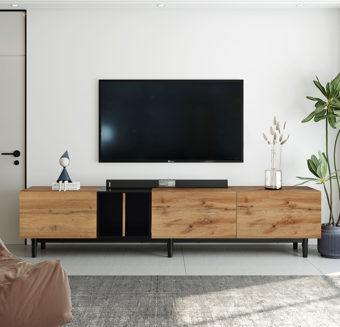 Modern TV Stand with 3 Doors For up To 80'' TV's