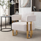 Modern Decorative Side Chair with Gold Metal Legs - 2PCS White