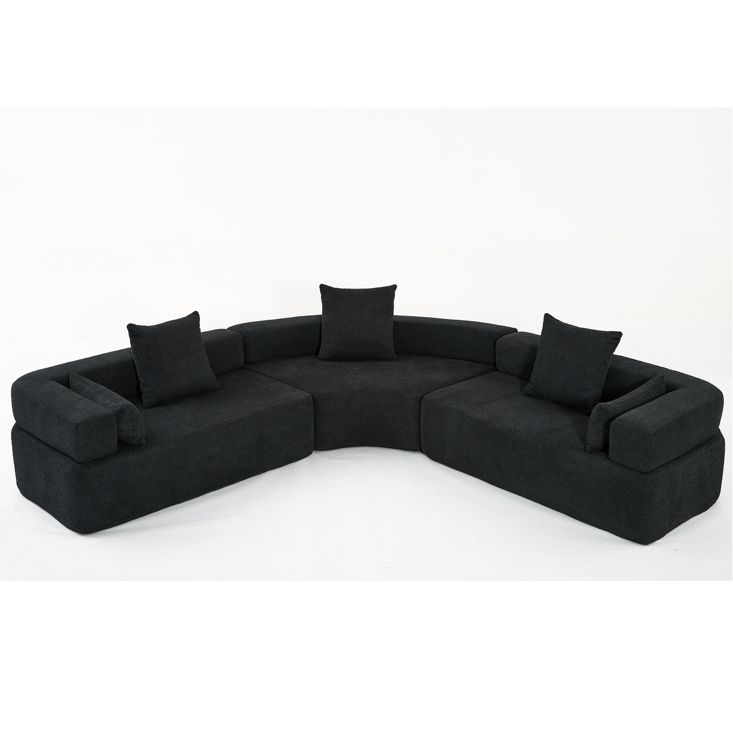 Oversized Semicircular Modular Sofa, Black