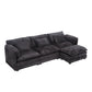 Oversized Boucle Fabric L-Shape Sectional - Movable Pedals with Detachable Armrests