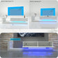 TV Console with Storage Cabinets, Full RGB Color 31 Modes Changing Lights Remote RGB LED TV Stand, Modern Entertainment Center (White for 75 inches TV)