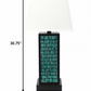 31" Black Metal Bedside Lamp With White Empire Shade