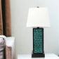 31" Black Metal Bedside Lamp With White Empire Shade