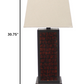 31" Black Metal Bedside Table Lamp With White Shade