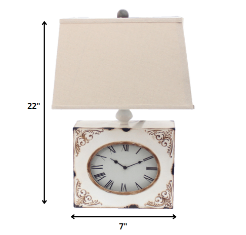 7 X 7 X 22 White Vintage Metal Clock Base - Table Lamp