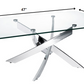 47" Clear And Silver Glass And Steel Coffee Table