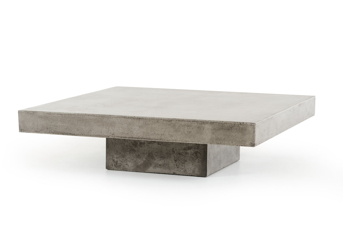 43" Gray And Dark Gray Concrete Square Coffee Table