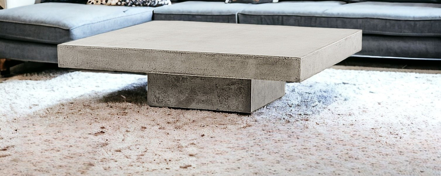 43" Gray And Dark Gray Concrete Square Coffee Table