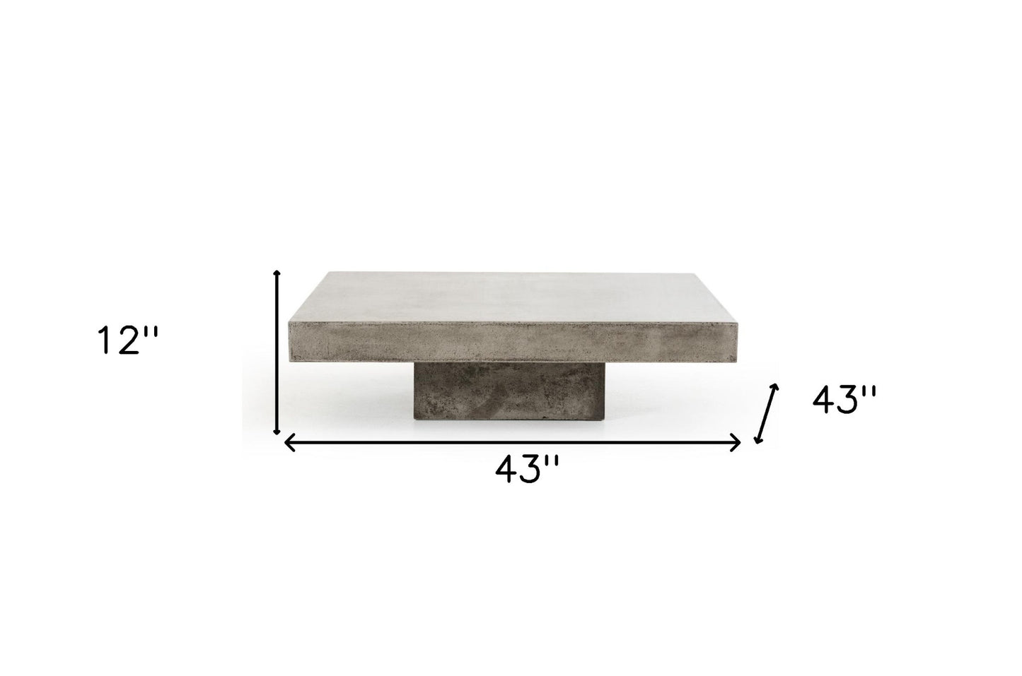 43" Gray And Dark Gray Concrete Square Coffee Table