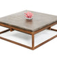 42" Dark Gray And Rust Concrete And Iron Square Coffee Table