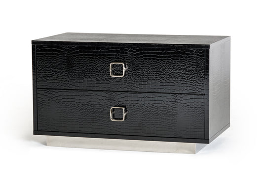 19" Black Solid Wood Nightstand