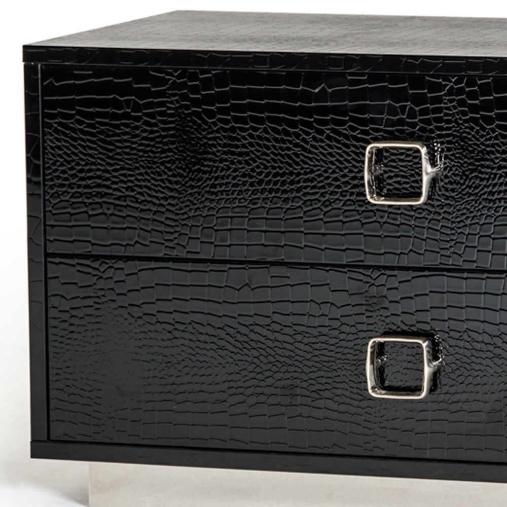 19" Black Solid Wood Nightstand