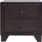 22" Espresso Two Drawers Solid Wood Nightstand