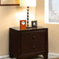 22" Espresso Two Drawers Solid Wood Nightstand