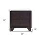 22" Espresso Two Drawers Solid Wood Nightstand