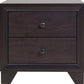 22" Espresso Two Drawers Solid Wood Nightstand