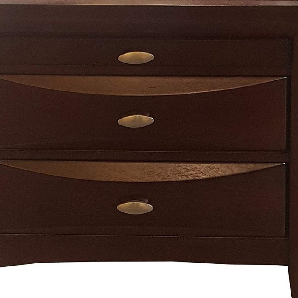 25" Espresso Three Drawers Solid Wood Nightstand