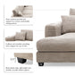 Oversized Corduroy L-Shaped Sectional Sofa with USB Ports & Cup Holders