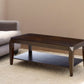 Set of 3 23" Solid Wood Brown Coffee Table With Shelf and End Tables