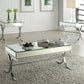 42" X 21" X 19" Mirrored Top And Chrome Coffee Table