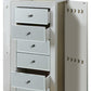 38" White Six Drawer Wood and Mirrored Glass Jewelry Armoire