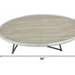 46" Natural And Black Iron Round Coffee Table