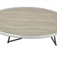 46" Natural And Black Iron Round Coffee Table