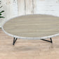 46" Natural And Black Iron Round Coffee Table