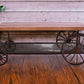 Rectangular Oak Finish Coffee Table With Metal Mesh Bottom Shelf