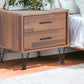 18" Brown Two Drawers Metal Nightstand