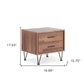 18" Brown Two Drawers Metal Nightstand