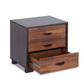 19" Espresso And Walnut Brown Three Drawer Wood Nightstand