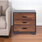 19" Espresso And Walnut Brown Three Drawer Wood Nightstand