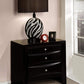 25" Black Three Drawers Nightstand