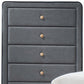 46" Light Gray Upholstery 5 Drawer Chest Dresser With Light Natural Legs