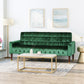 Velvet Straight Sofa With Square Arms