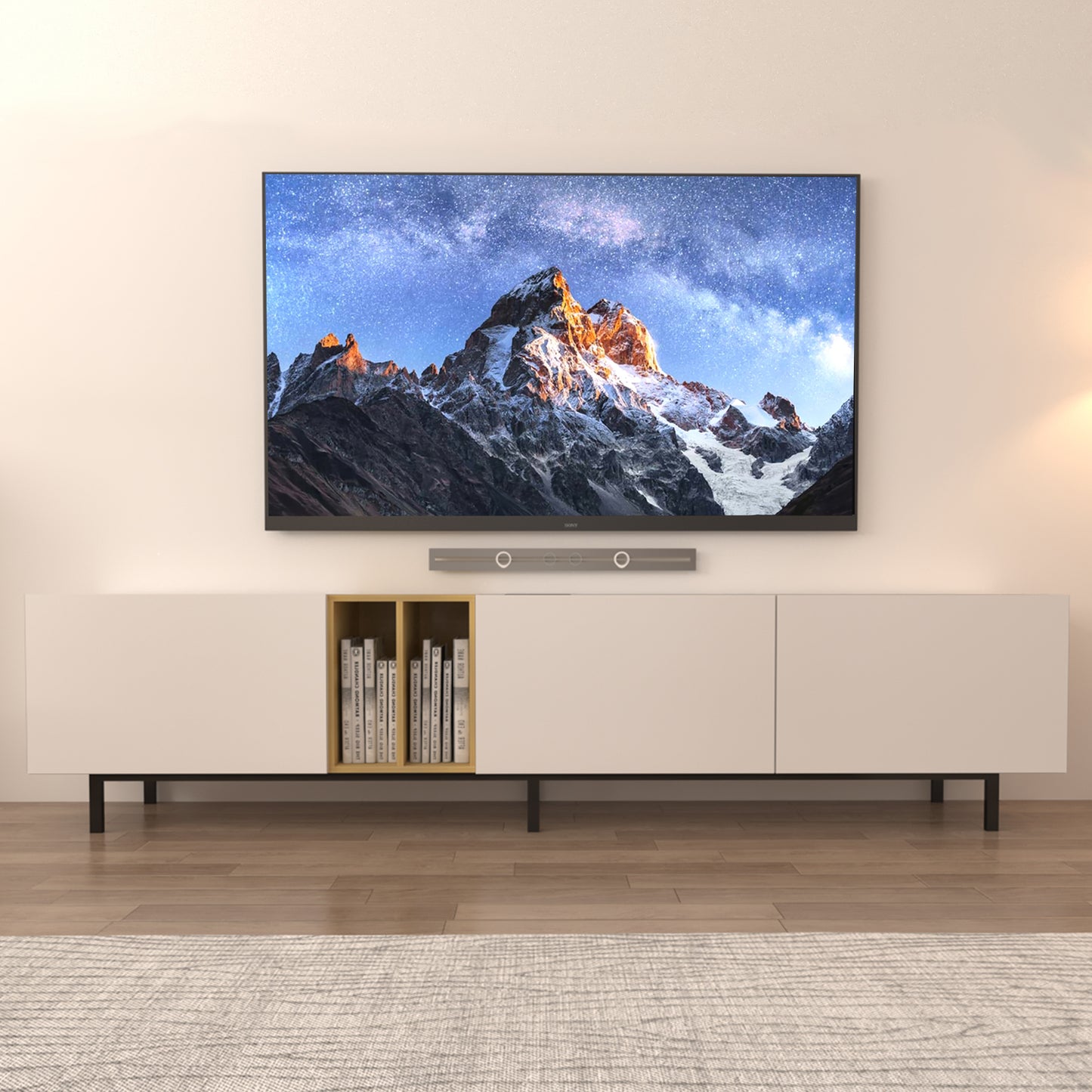 Modern Entertainment Center with Wireless Charging for up to 75" TV's