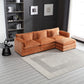 Oversized Boucle Fabric L-Shape Sectional - Movable Pedals with Detachable Armrests