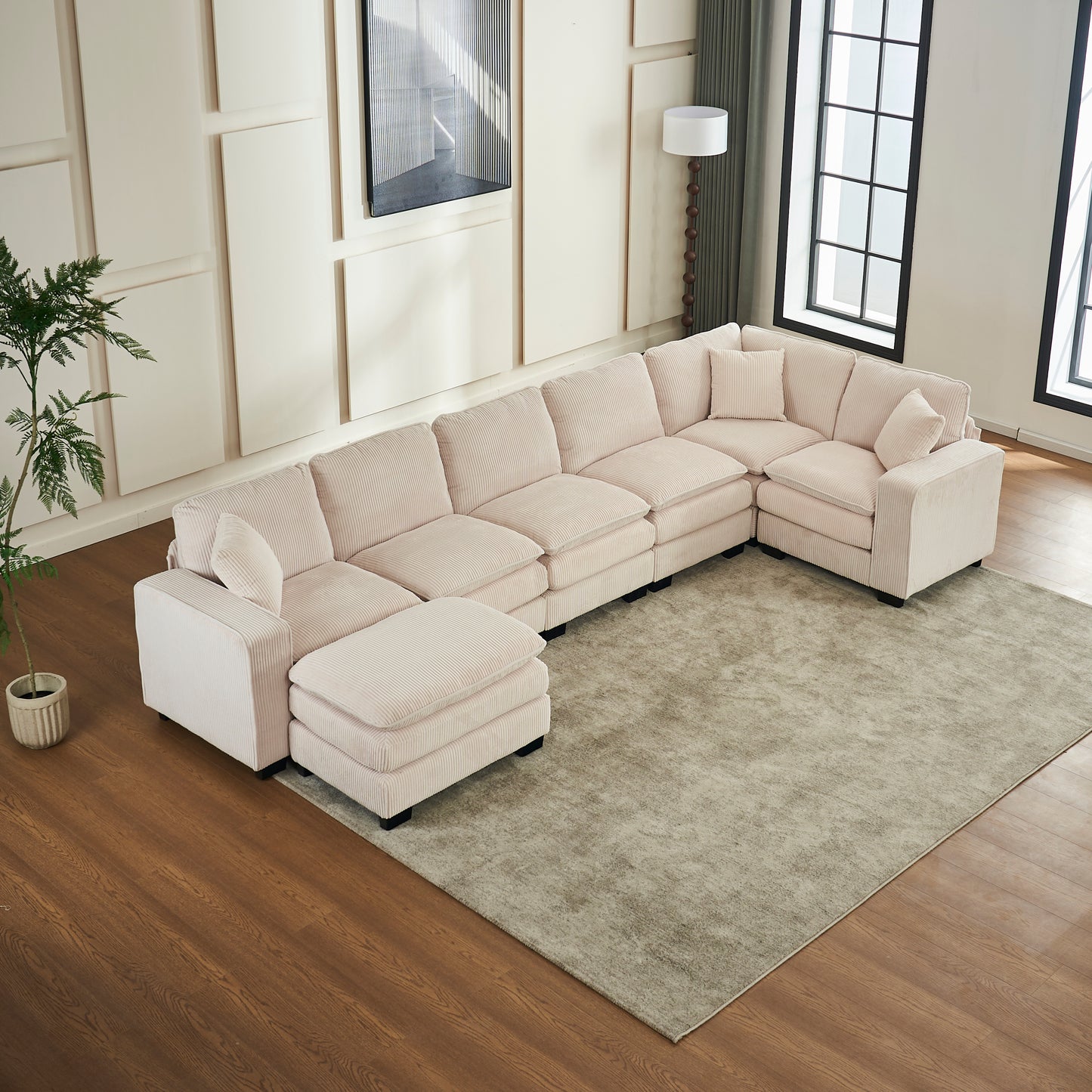 L Shaped 6-Seat Sofa Couch with Chaise Sectional